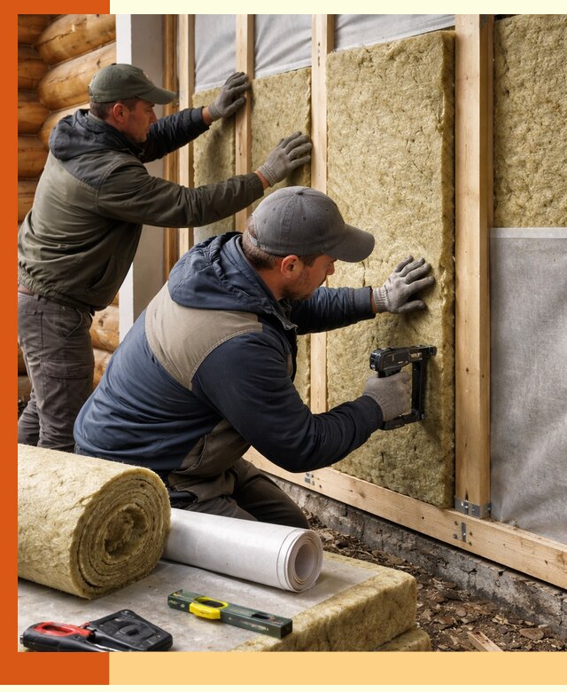 Утепление бревенчатого дома под ключ в Перми